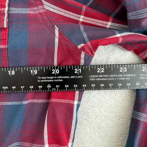 Levis Shirt Mens Large Red White Blue Plaid Snap Western Flap Pockets Modern - Picture 8 of 11